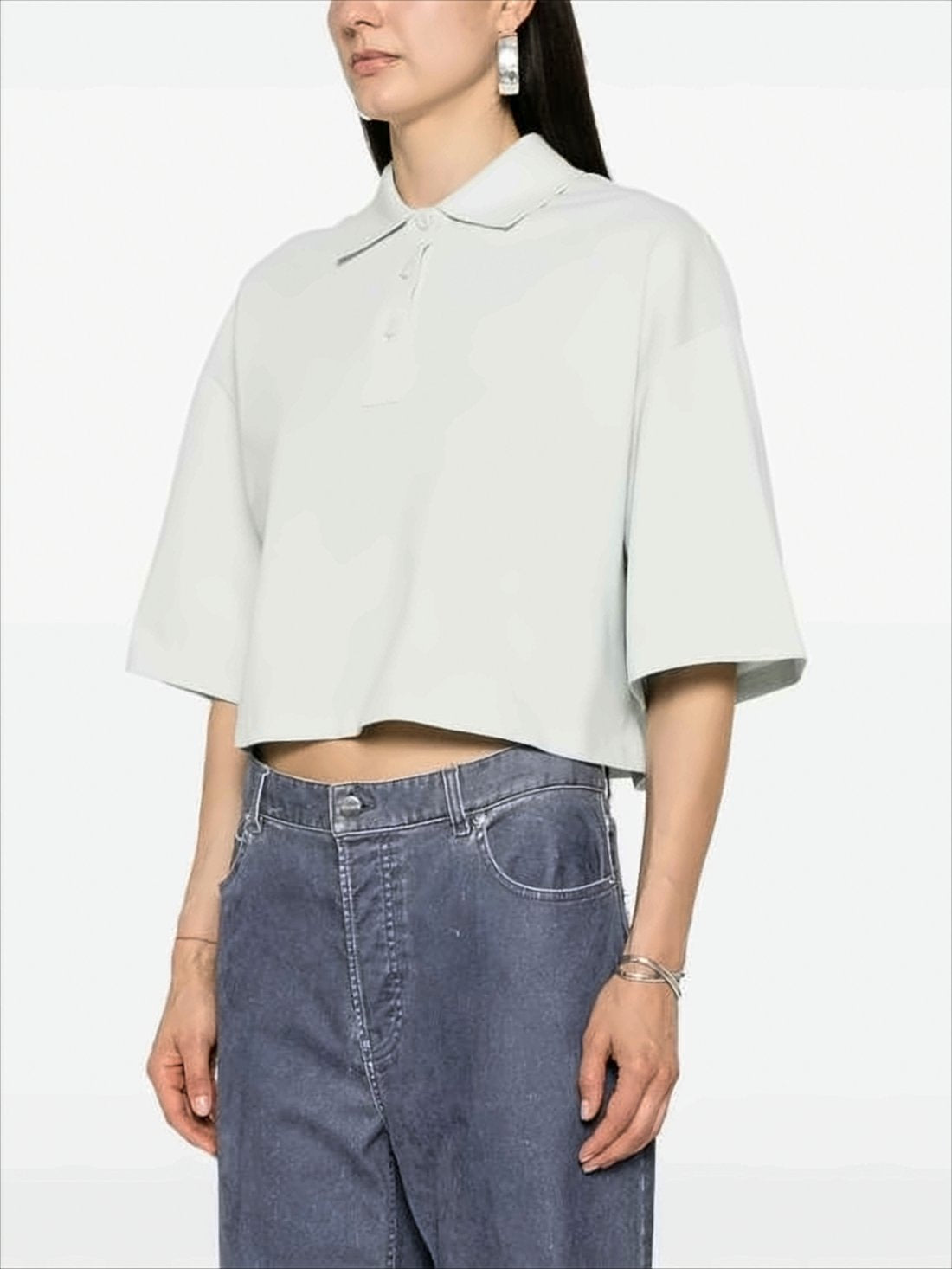 Cropped Polo Shirt with Classic Collar