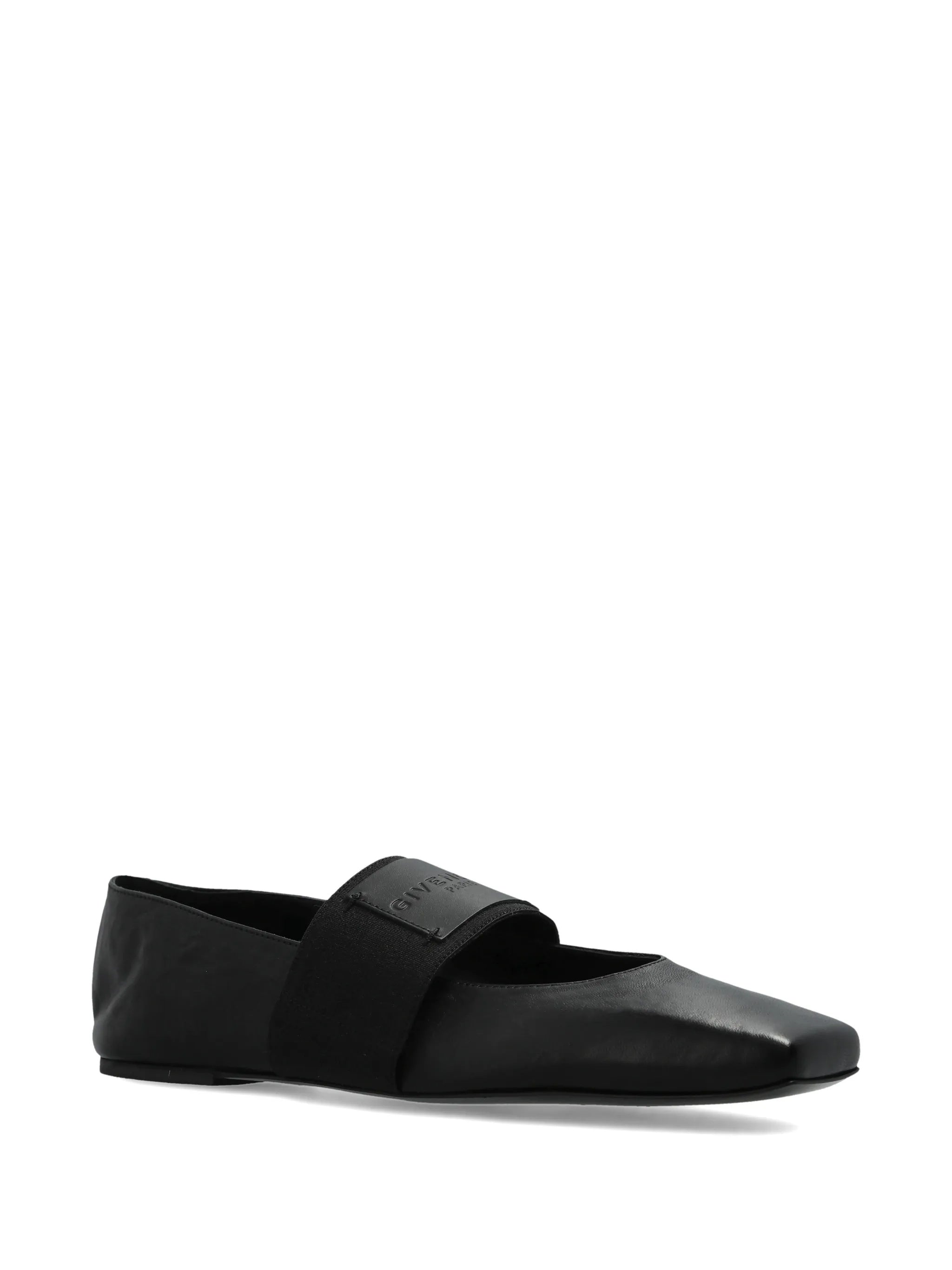 Sliced Square Pointed Black Ballerina Flats