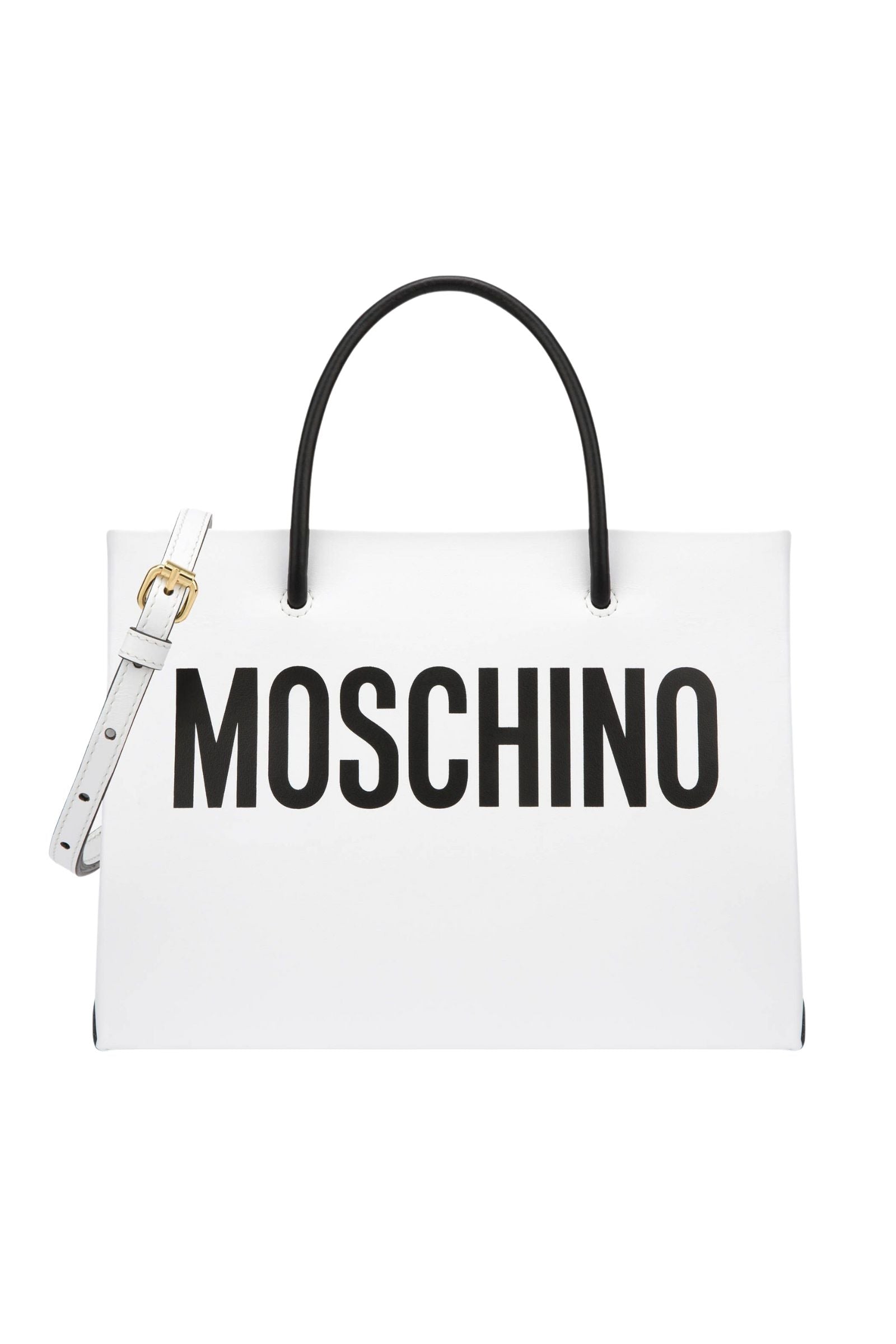 White Soft Calfskin Small Shopper Bag
