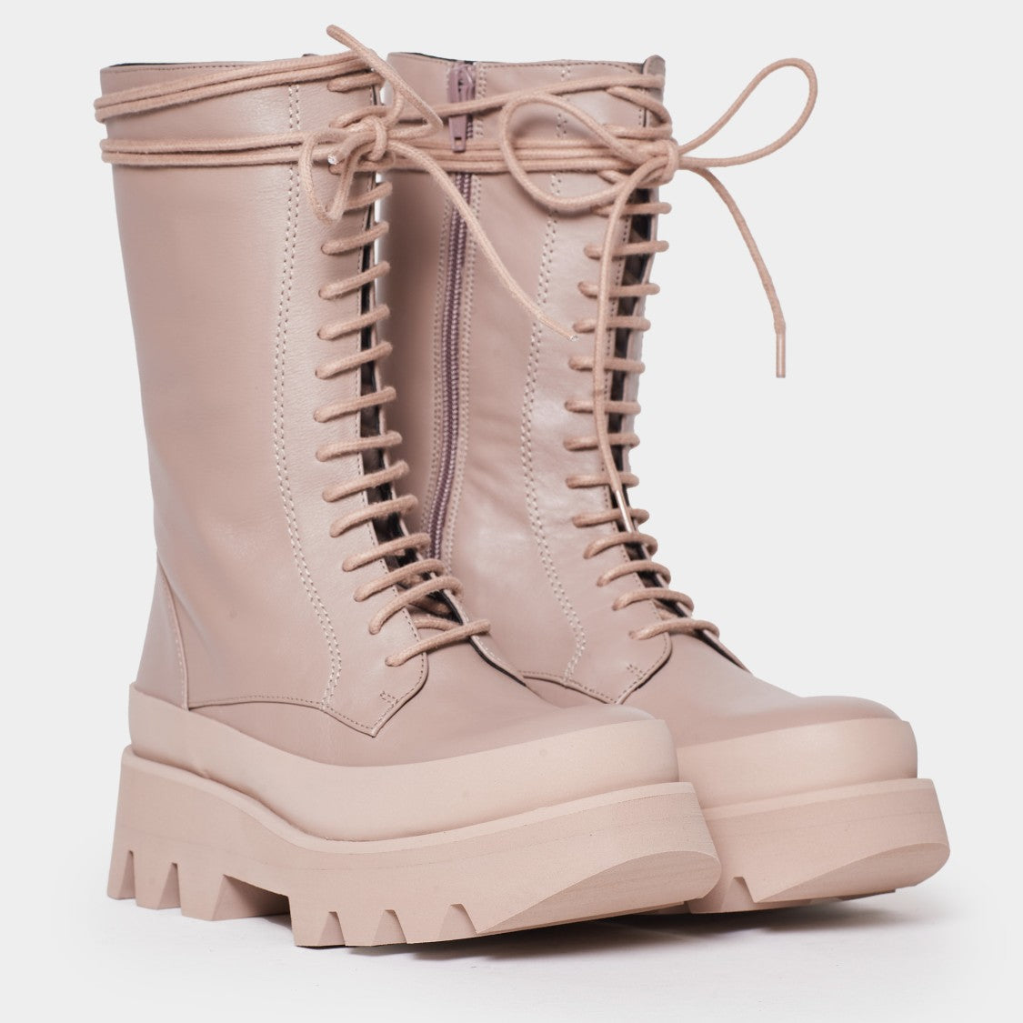 Tied Ankle Boots With Oversized Eva Sole