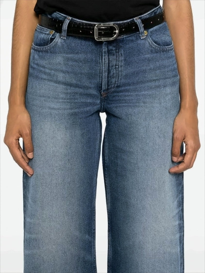 High-Waisted Medium-Wash Denim Pants