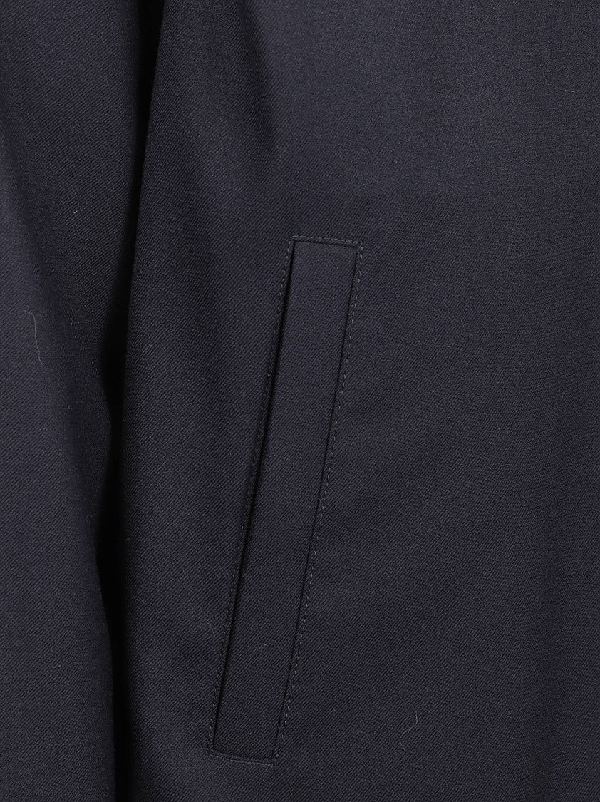 Fluid Wool Blend Gabardine Shirt Jacket With Hood