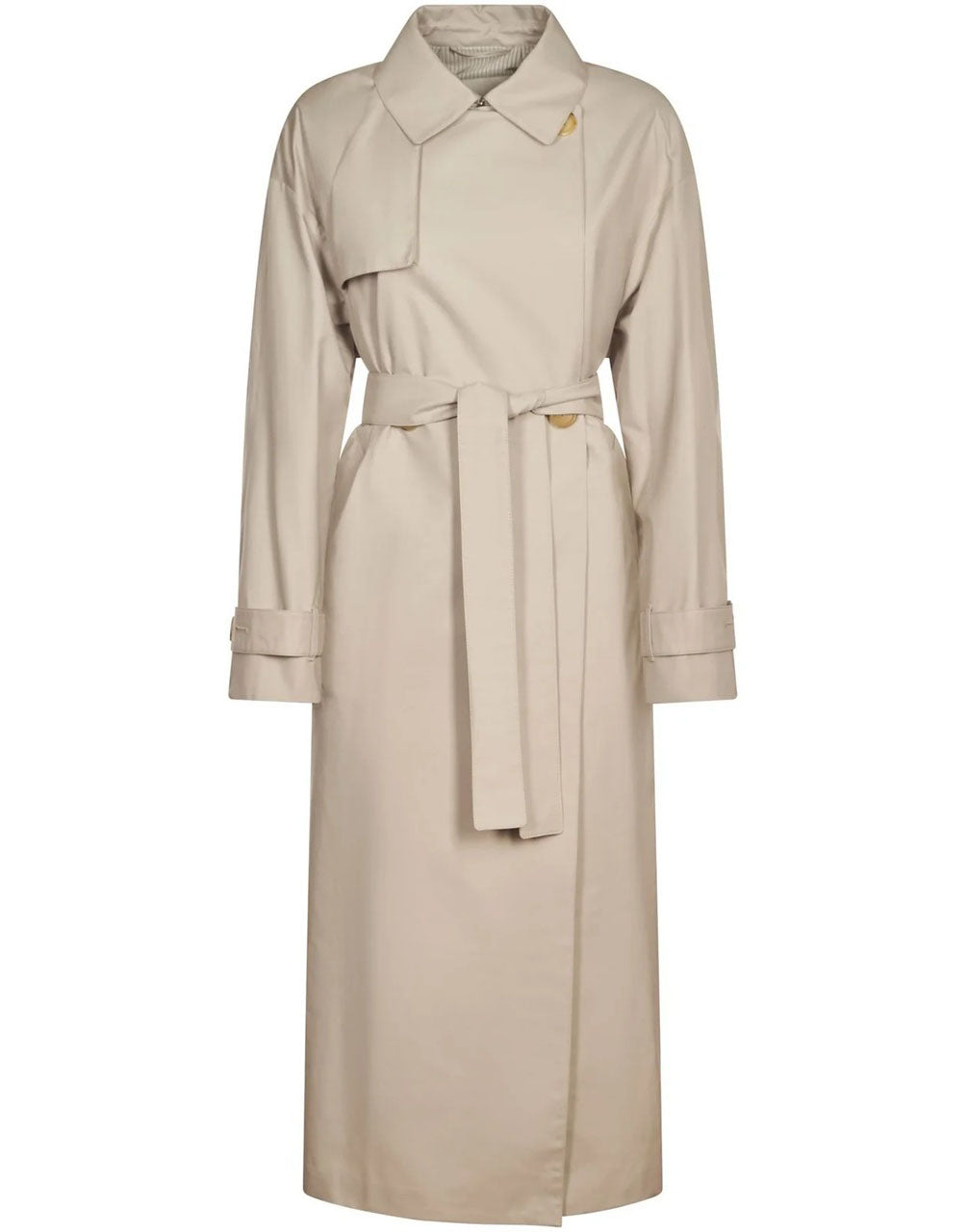 Knee-Length Classic Trench Coat with Belted Waist