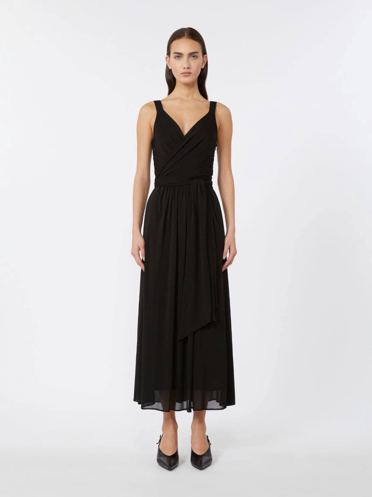 Midi Dress With Deep V-Neckline