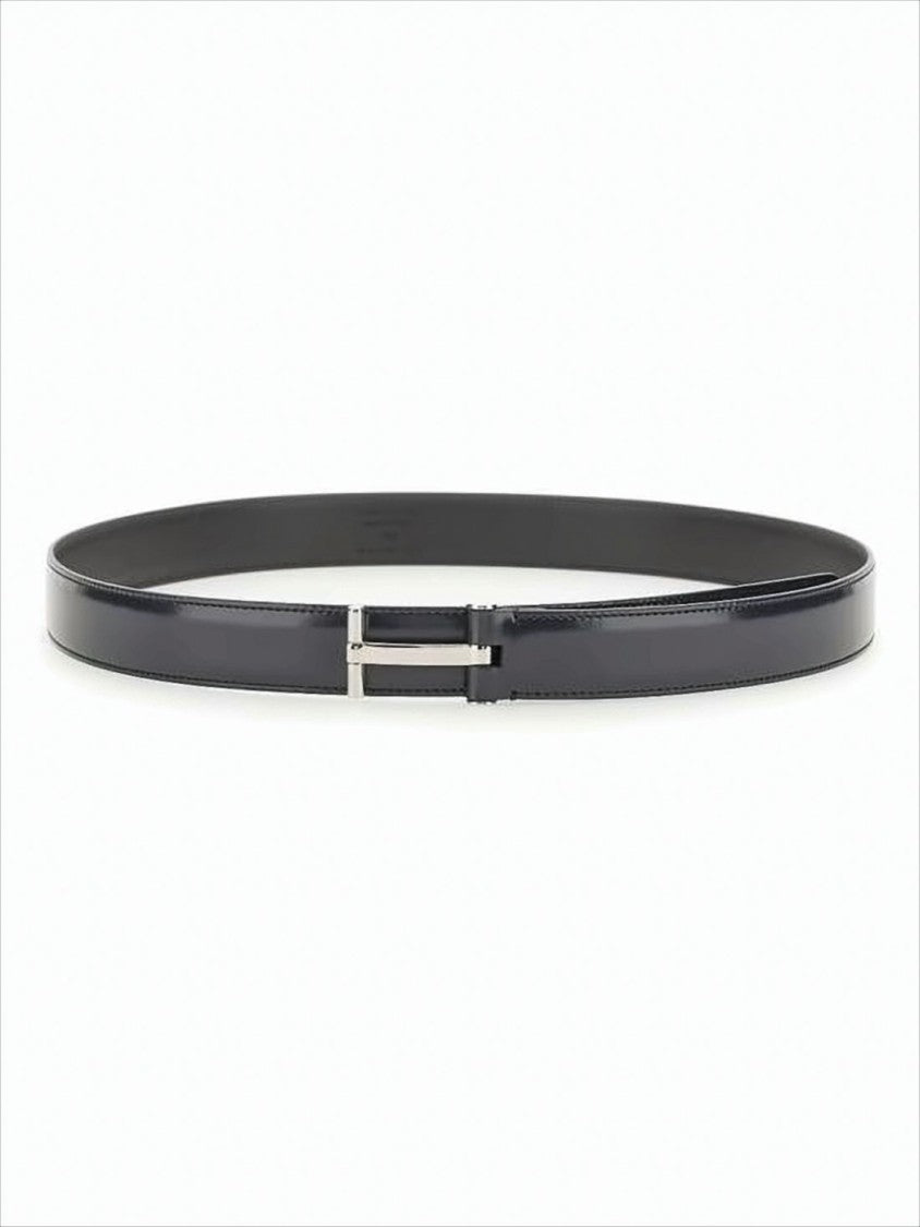 Polished Calf Leather Belt with Buckle