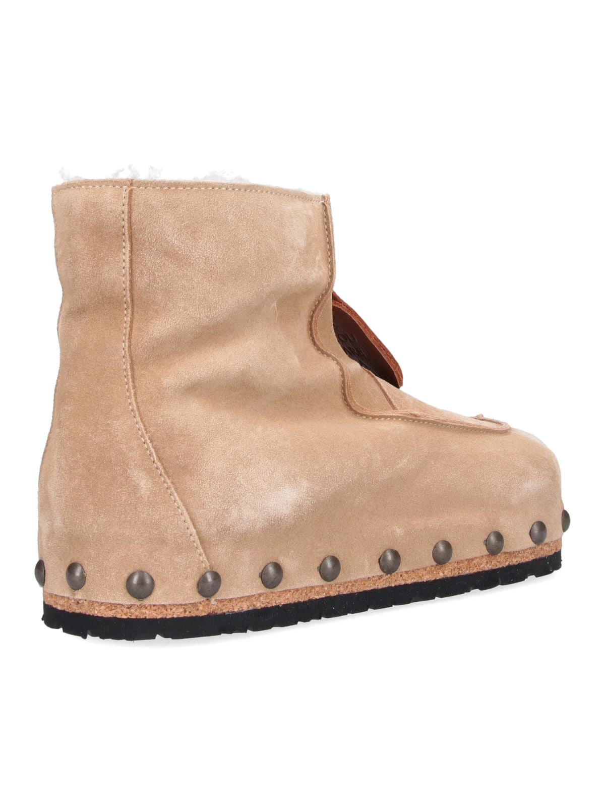 Tan Studded Leather High-Top Boots