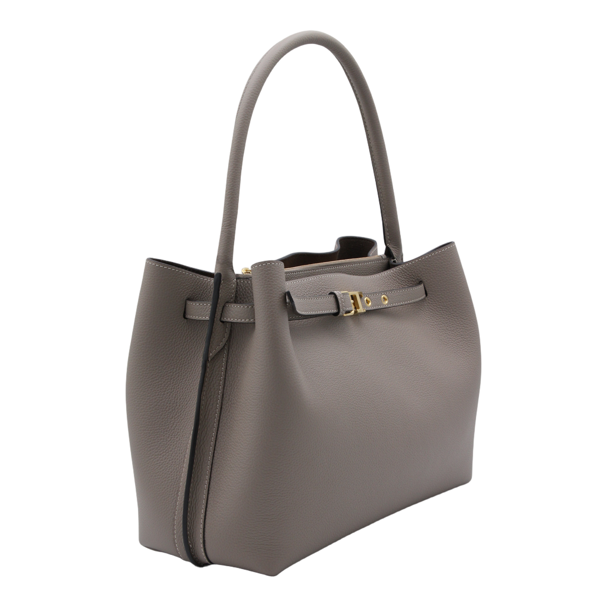 Structured Handbag with Gold-tone Buckle