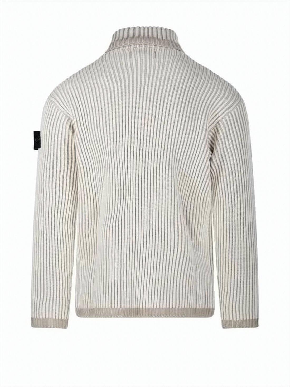 Ribbed Turtleneck Sweater with Distinctive Sleeve Patch