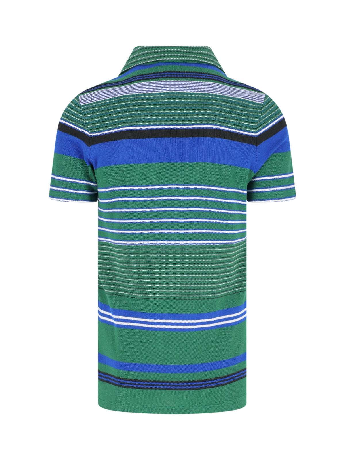 Green Piqué Cotton Bold Stripe Polo