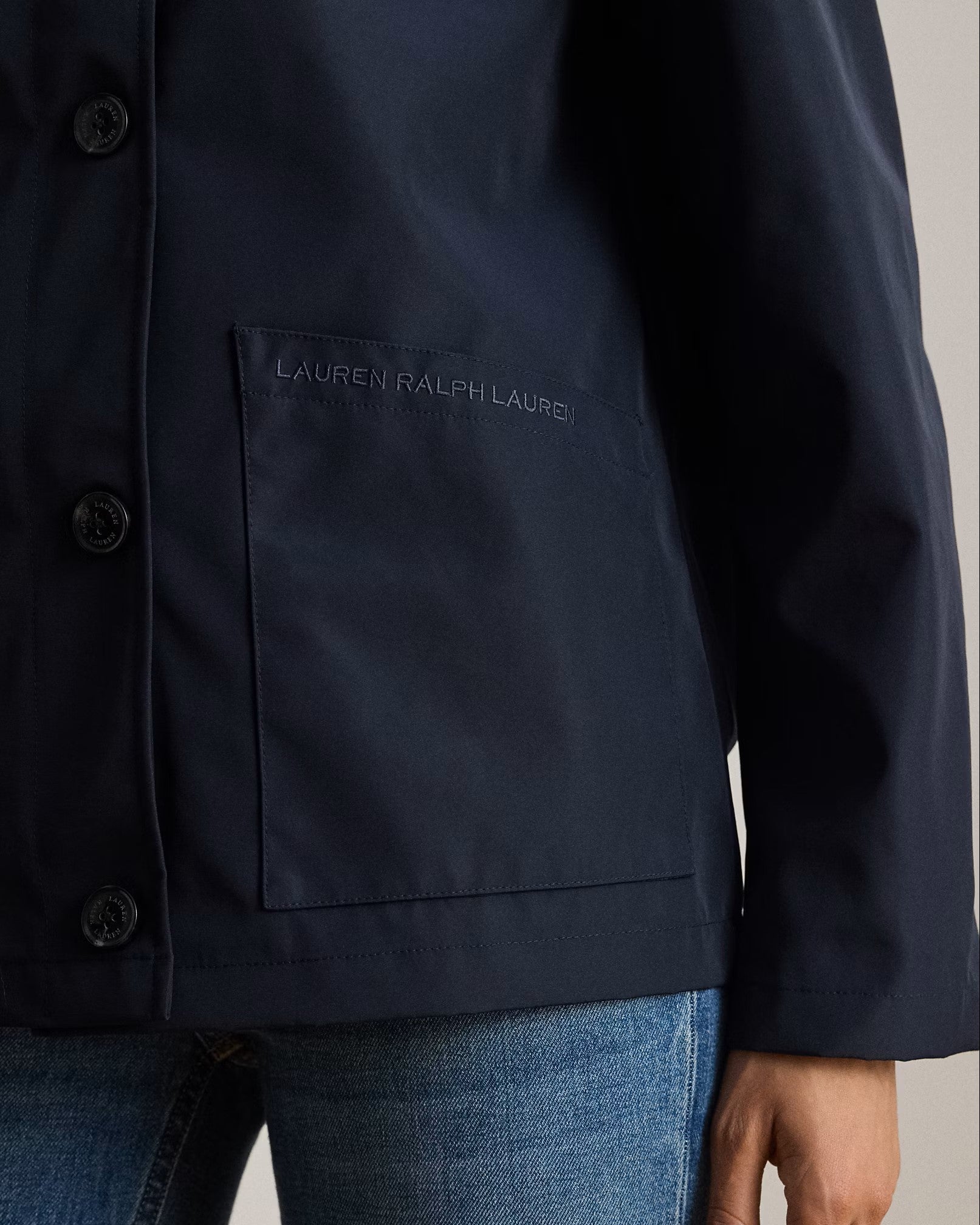 Navy Blue Bonded Rain Unlined Coat