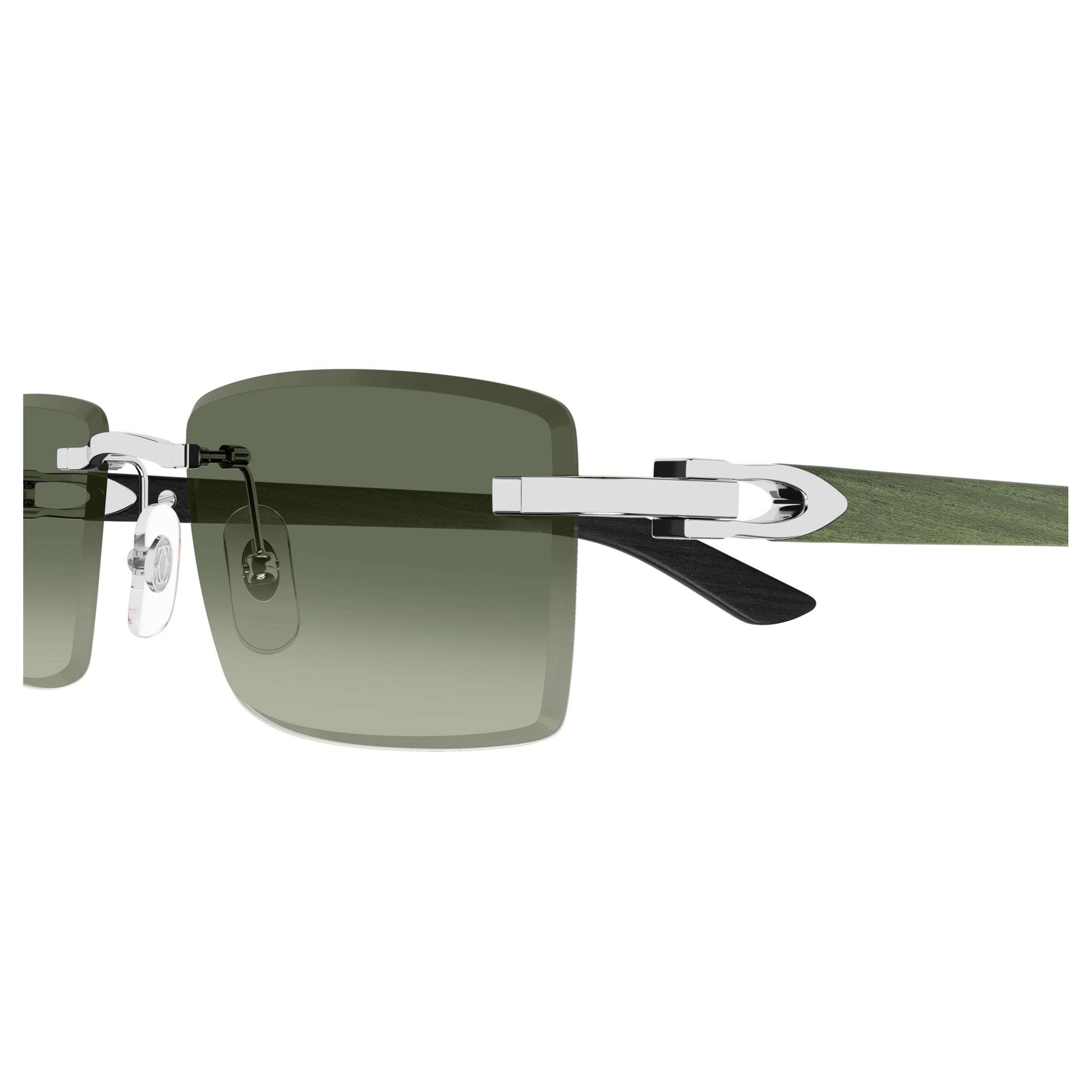 Rimless Rectangular Sunglasses With Green Gradient Lenses