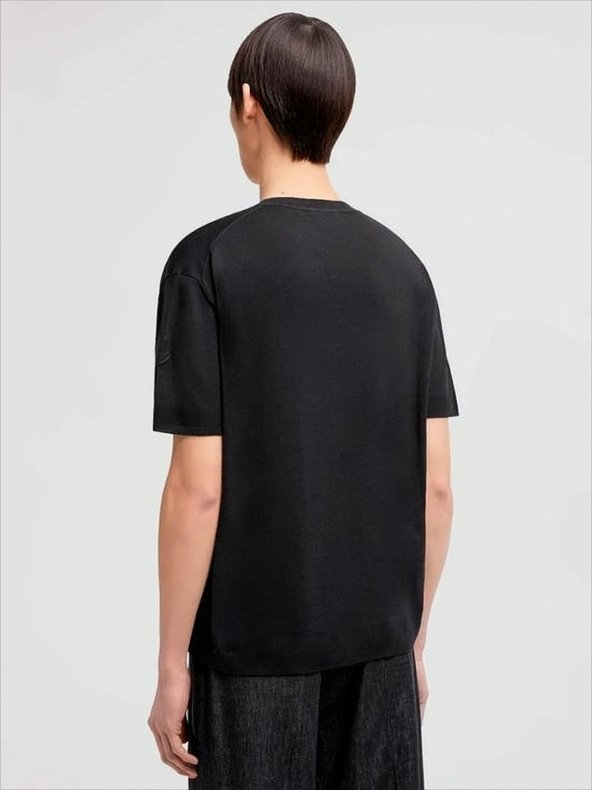Short-Sleeved Cotton-Silk Blend Sweater With Minimalist Design