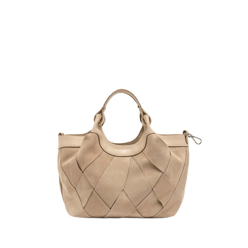 Geometric Suede Handbag with Leather Accents