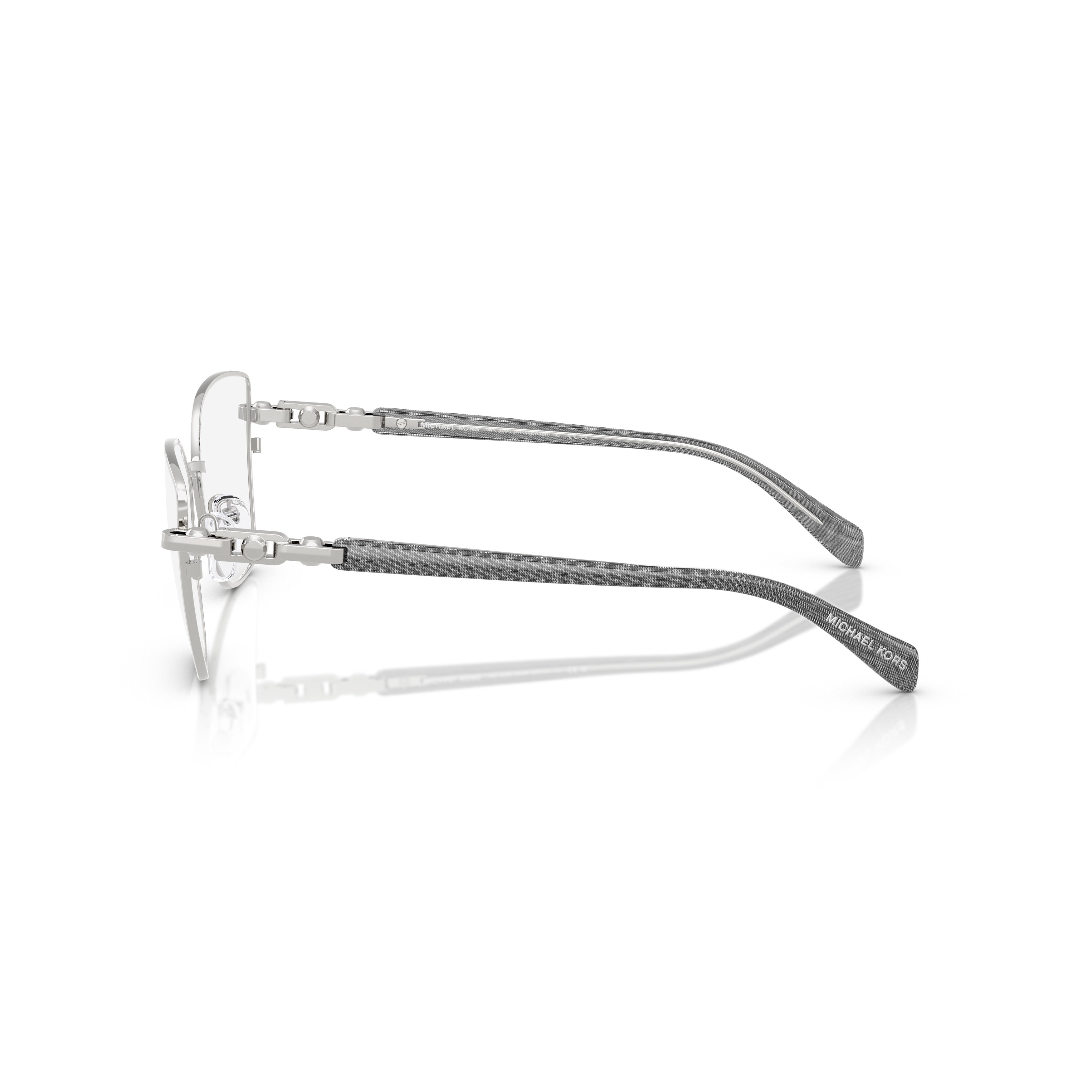 0mk3090 Thin Silver Metal Cat-Eye Eyeglasses with Textured Temple Arms