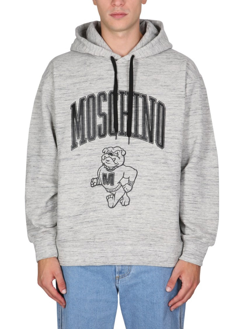 Heathered Grey Sweatshirt With Drawstring Hood