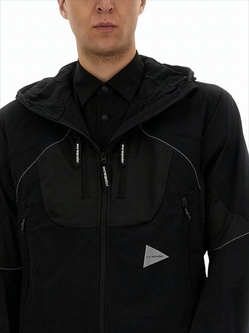 Black Hooded Jacket with Reflective Piping
