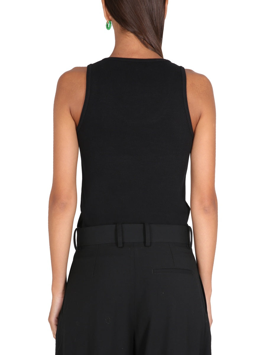 Ribbed Slim-Fit Top with Round Neckline
