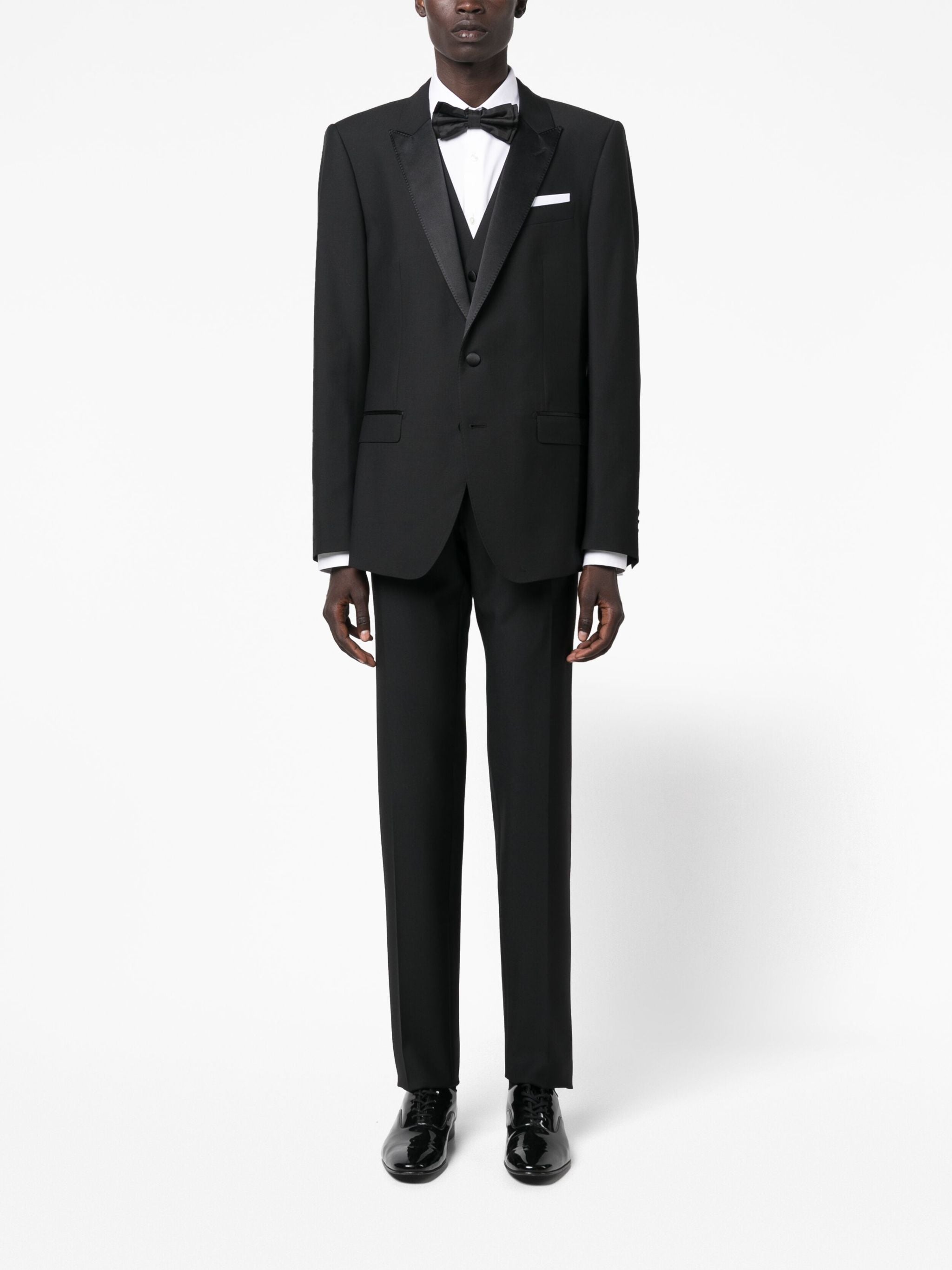 Three-Piece Wool Silk Satin Tuxedo Suit