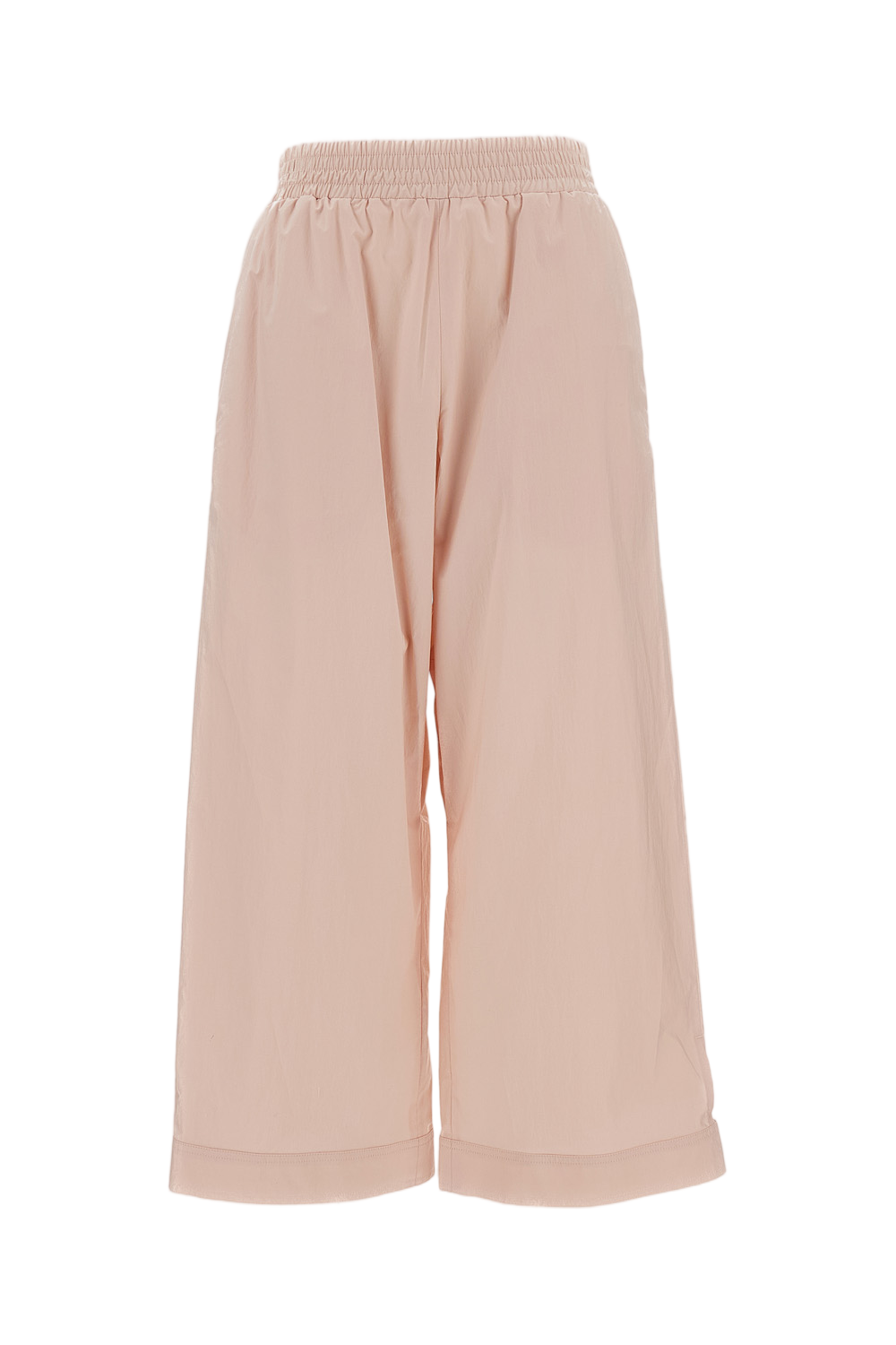 Wide Cotton Trousers with Adjustable Snap Hem