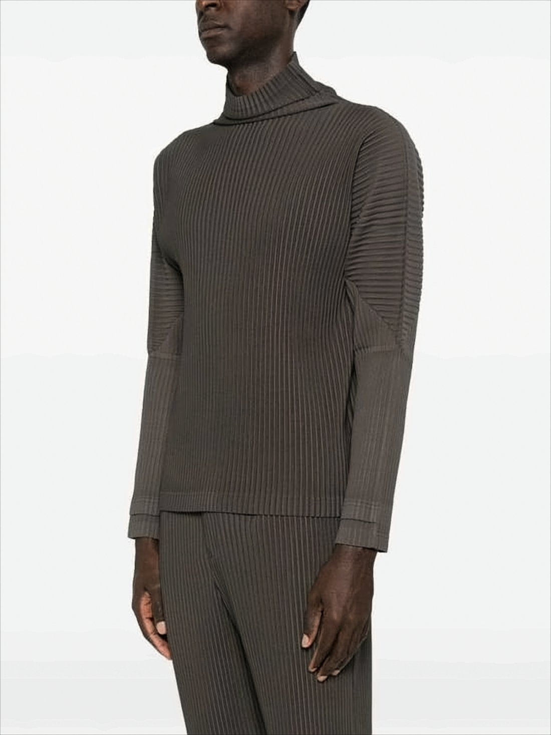 Pleated Turtleneck Top with Minimalist Design