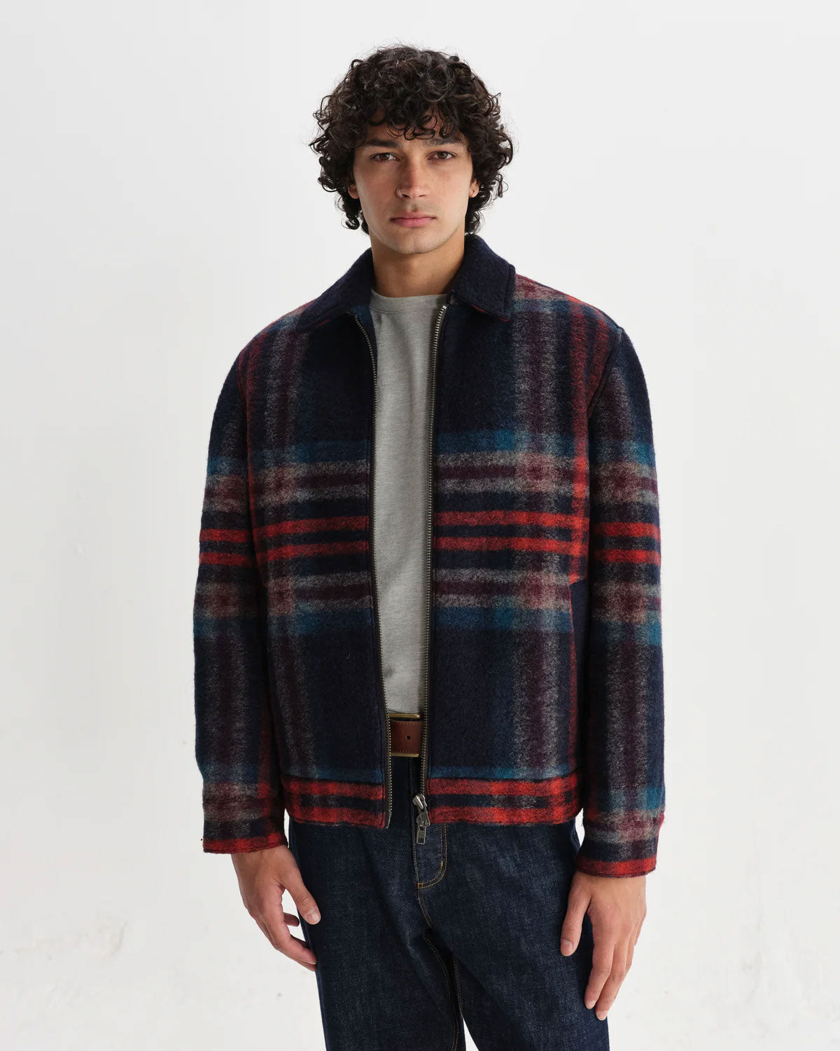 Woolen Check Heath Jacket with Navy
