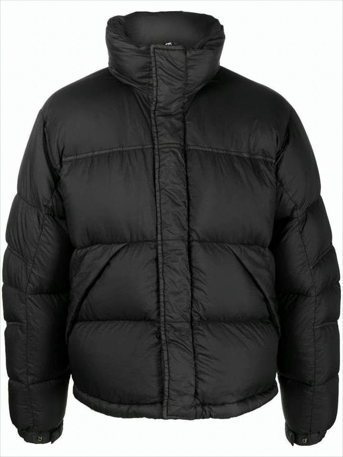 Black Puffer Jacket with Quilted Design