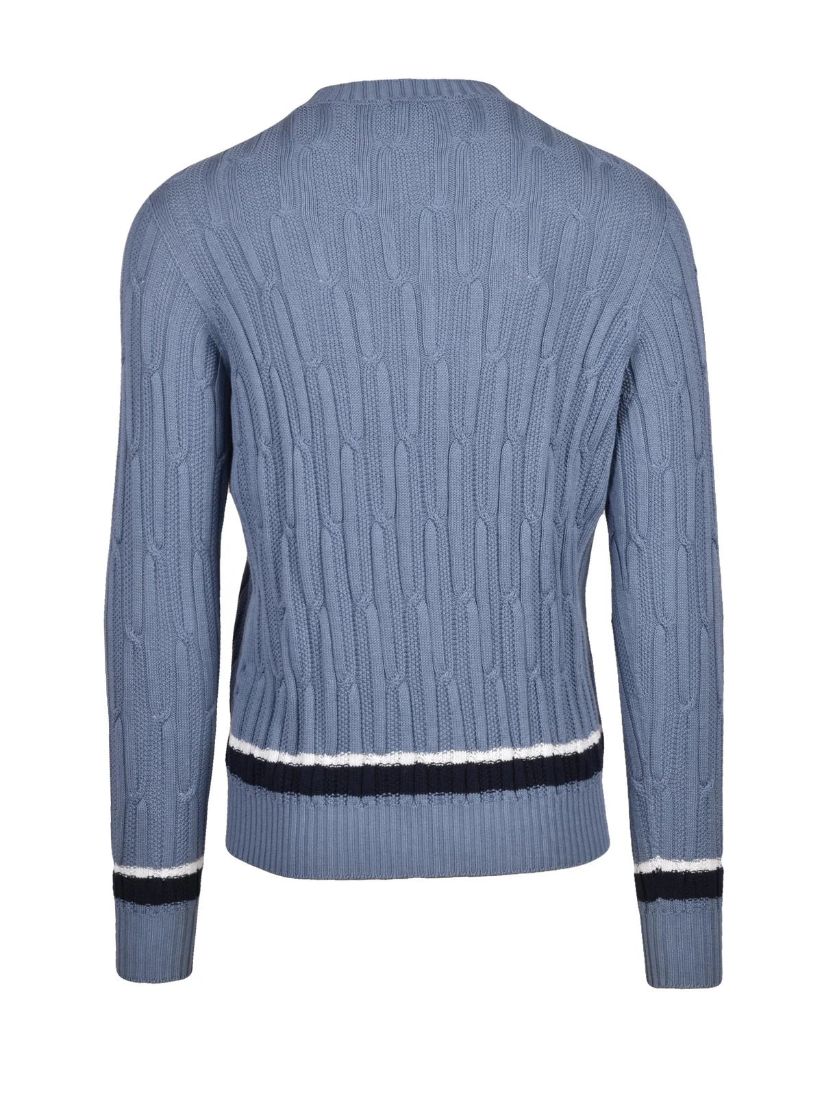 Textured Cable Knit Crew Neck Sweater In Cotton Cashmere Blend