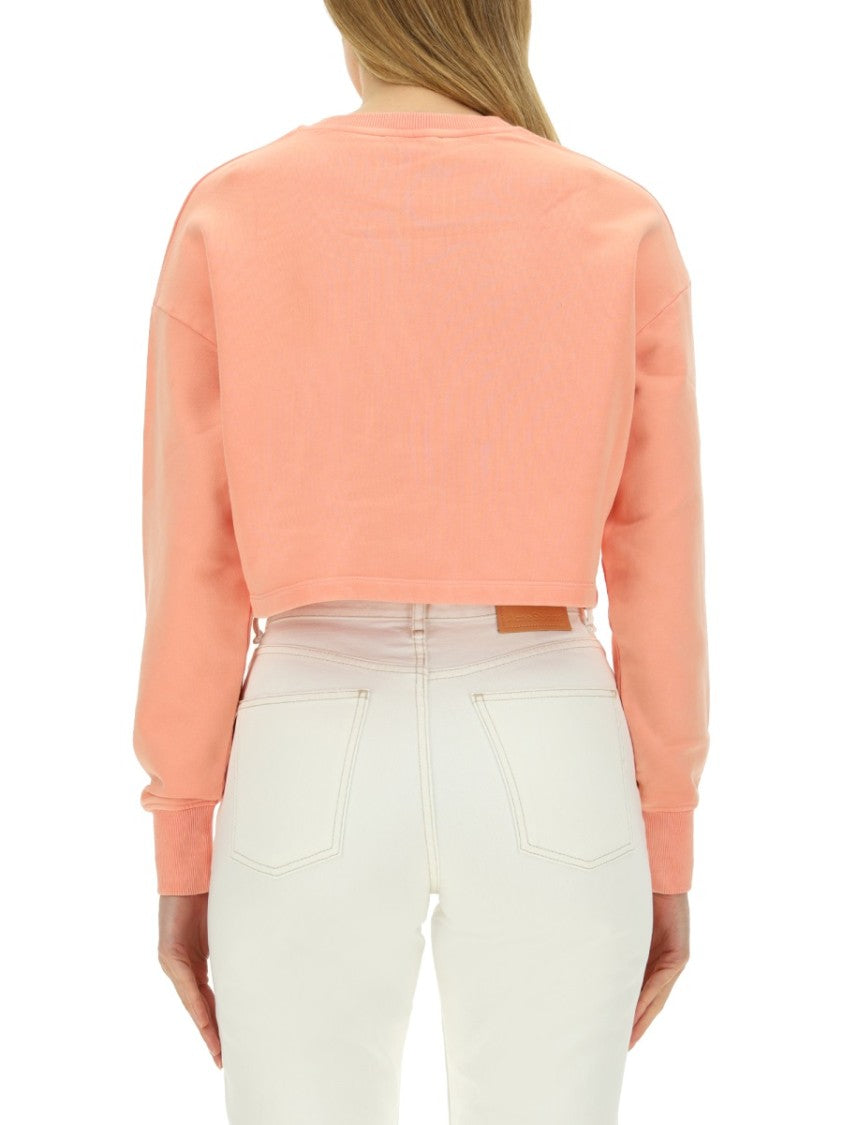 Cropped Fit Sweatshirt With Embossed Logo