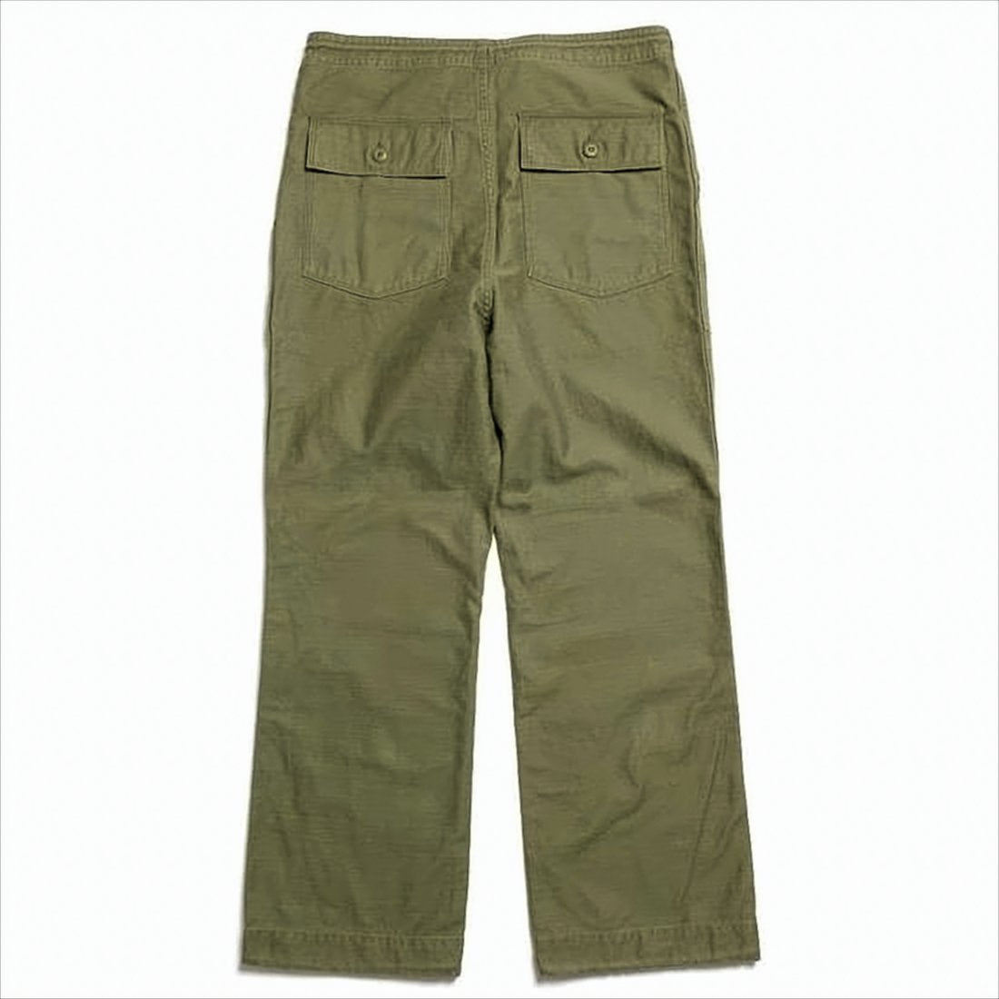 Olive Green Straight-Leg Pants with Drawstring Waist