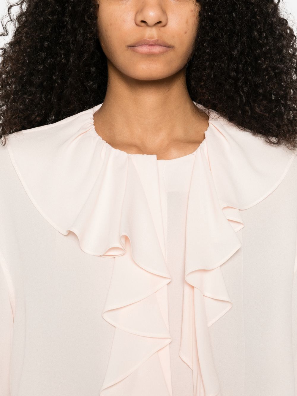 Soft Silk Blouse With Cascading Ruffles