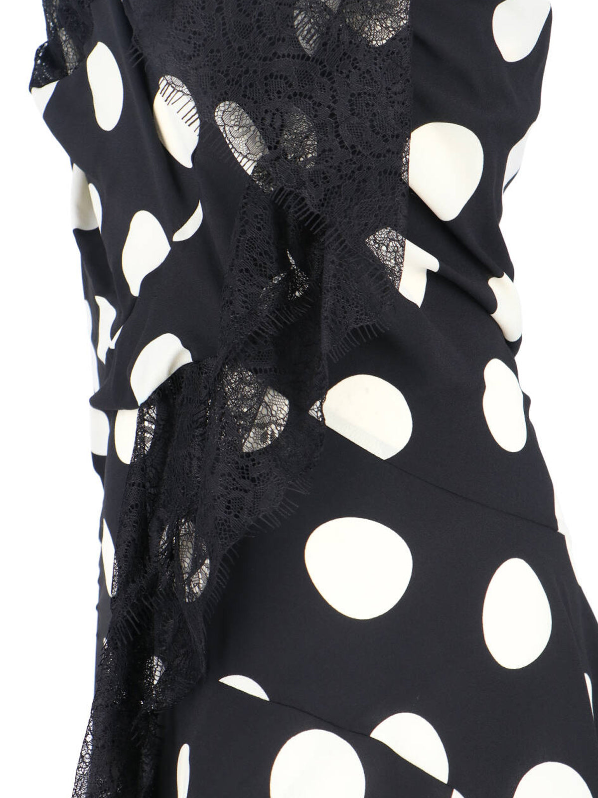 Black Polka Dot Asymmetrical Midi Dress