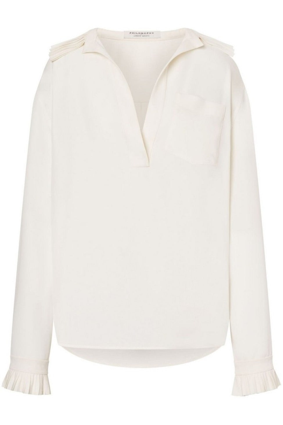 Relaxed Fit White Shirt With Pleated Detailing
