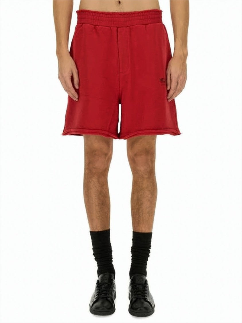 Relaxed Fit Red Shorts with Elastic Waistband