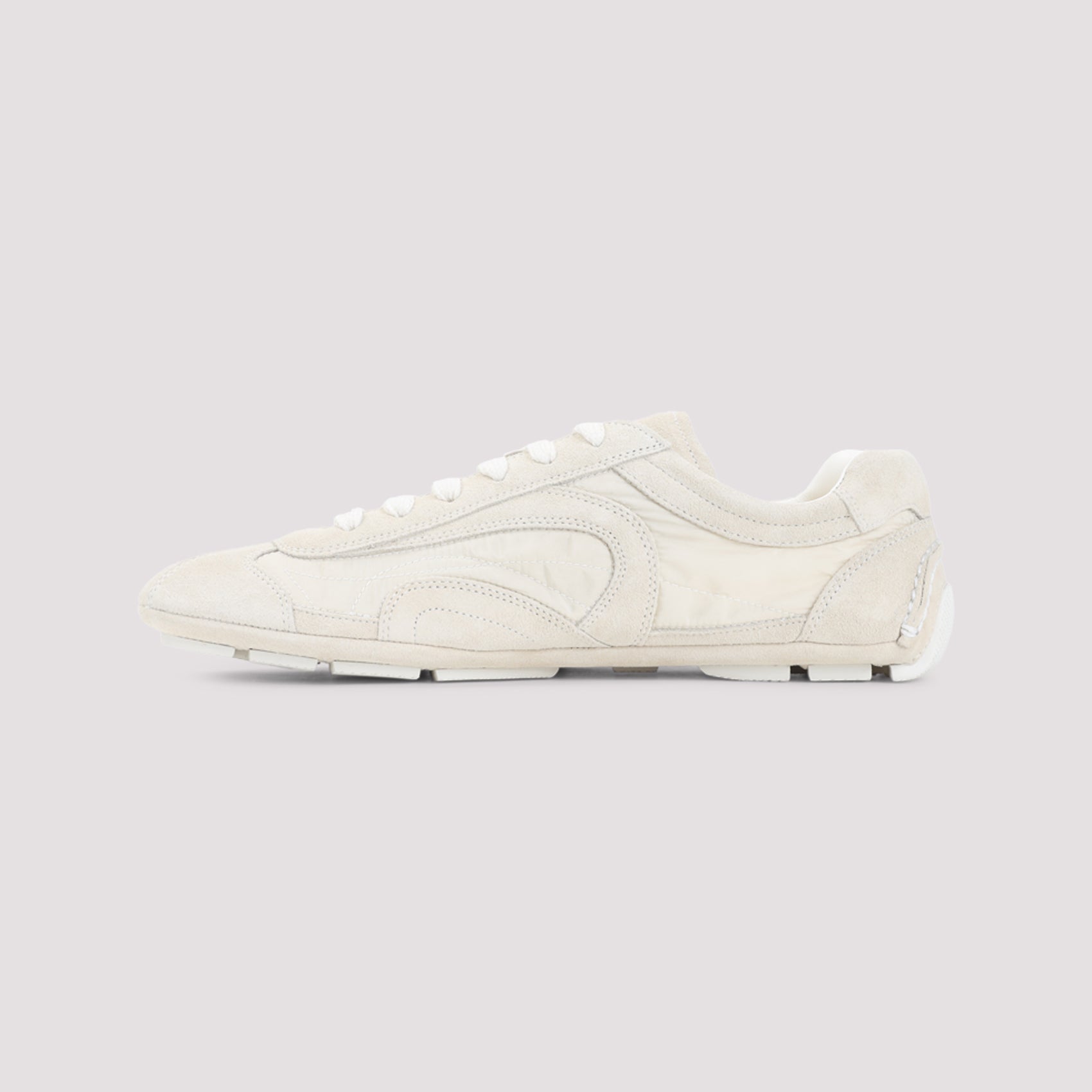 Ivory Re-Nylon Sneakers with Suede Accents