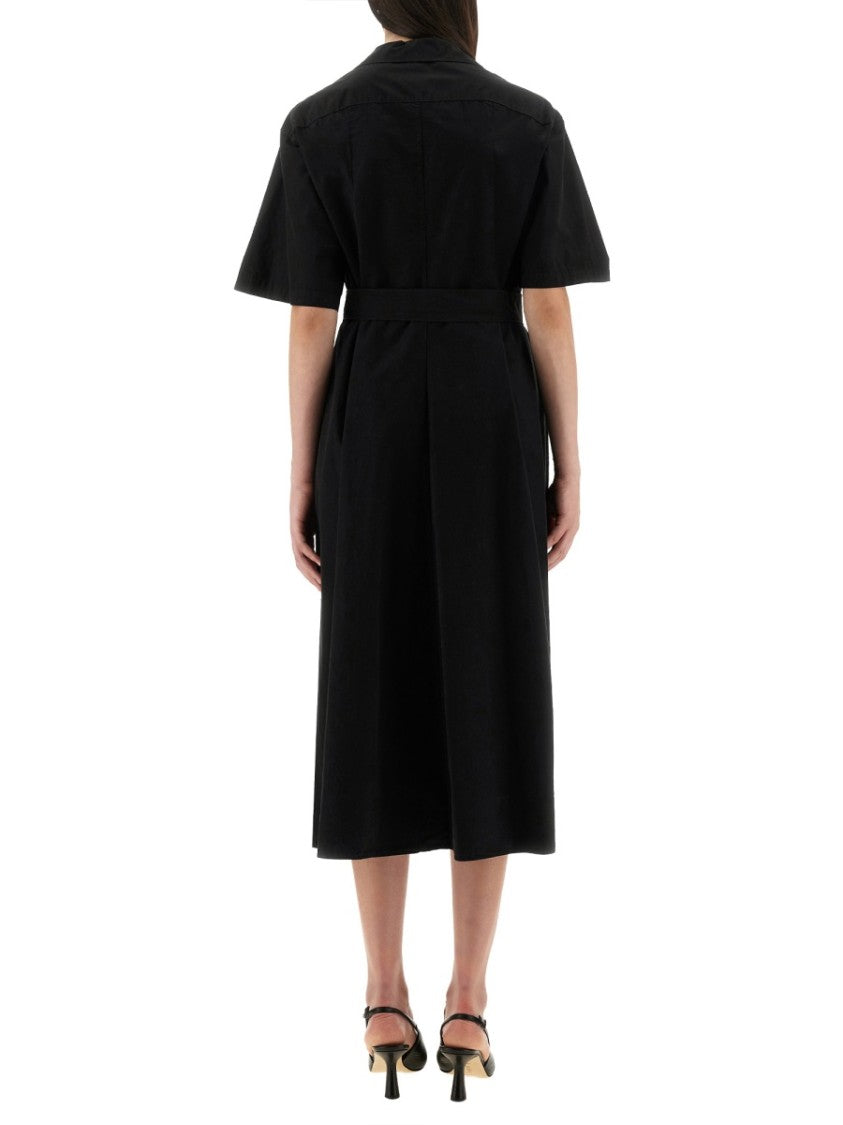 Button-Down Midi Dress With Belted Waist