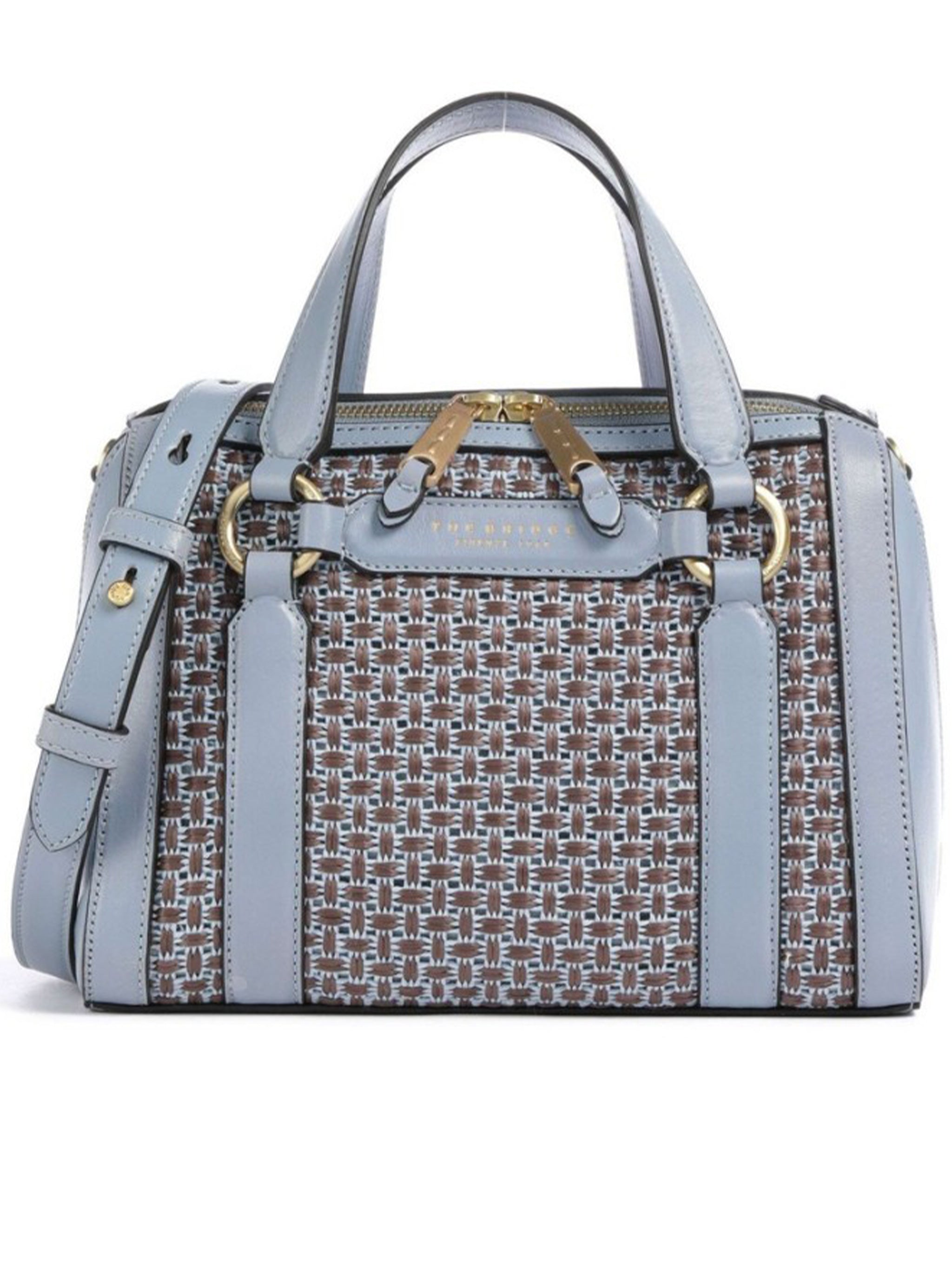 Blue Handbag W/Shoulder Geometric Canvas Handbag