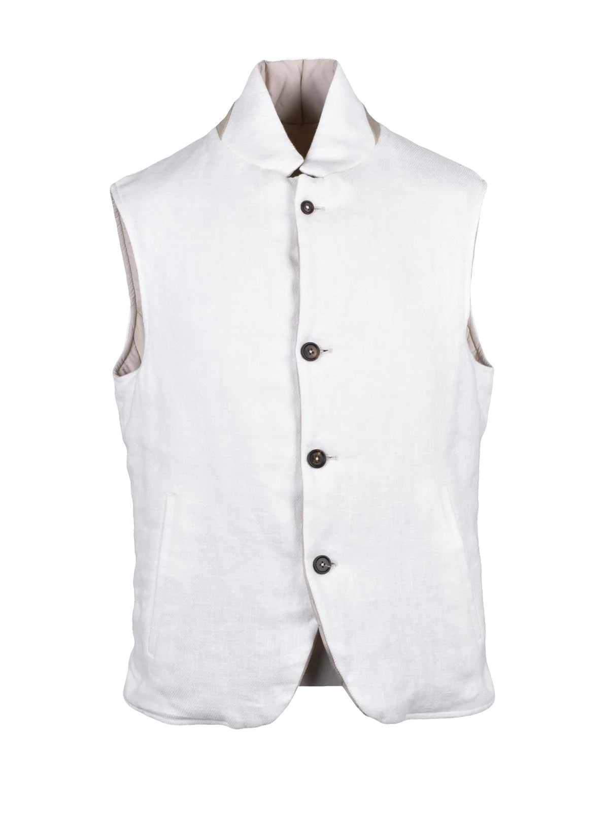 White Centogrammi Reversible Linen Vest