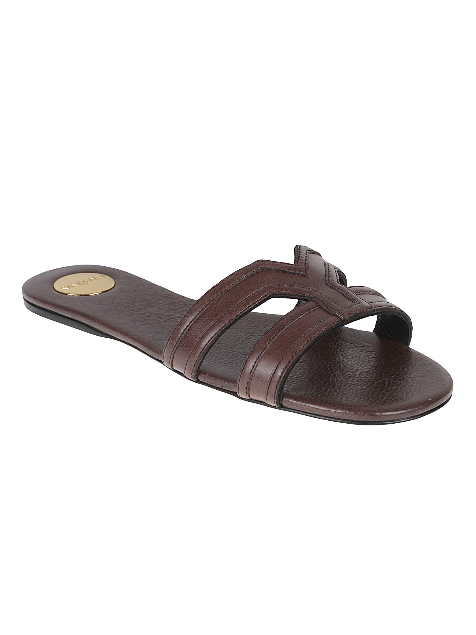 Brown Sandals with Double Strap and Rounded Toe
