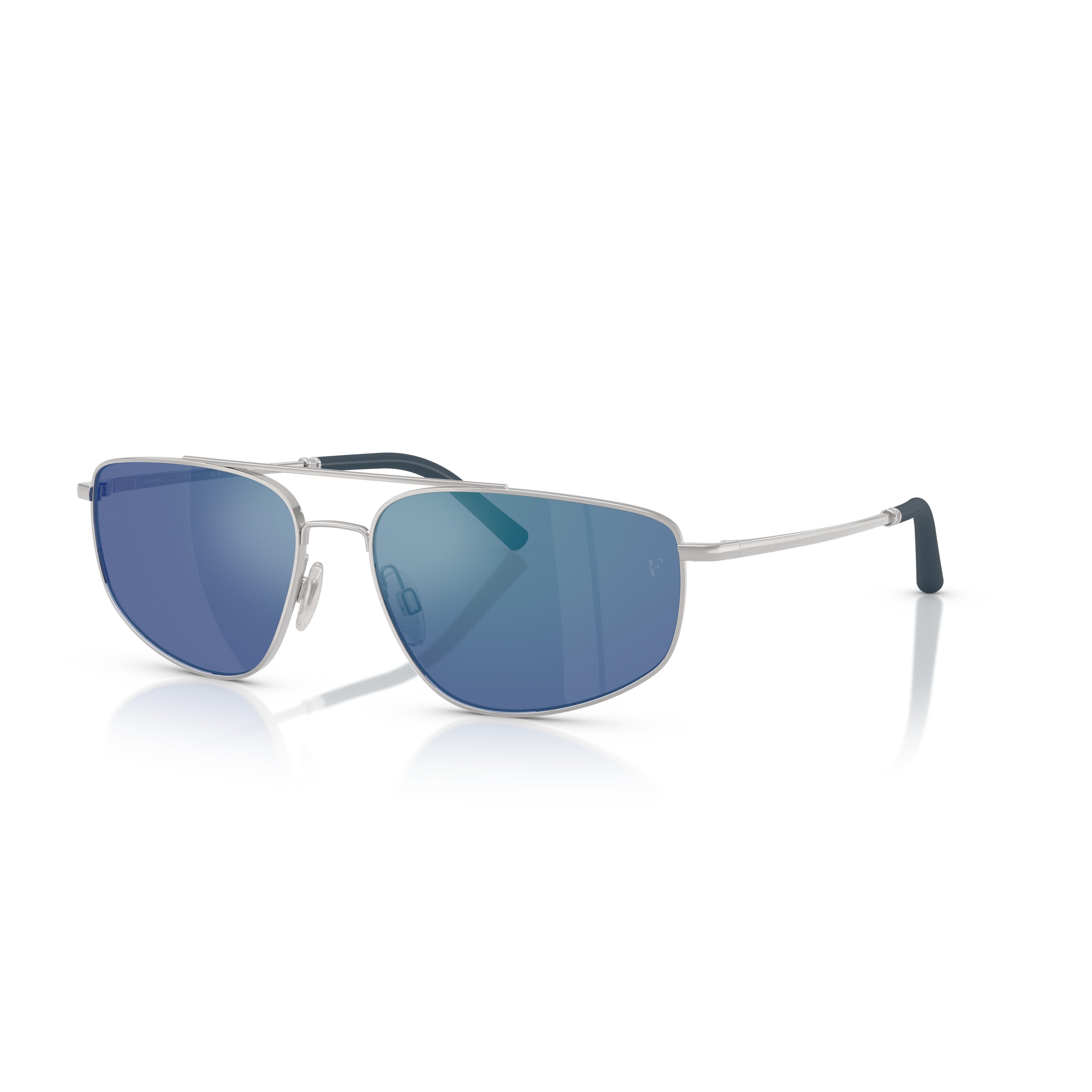 0ov1361s Reflective Blue Lenses with Polished Silver Frame Sunglasses