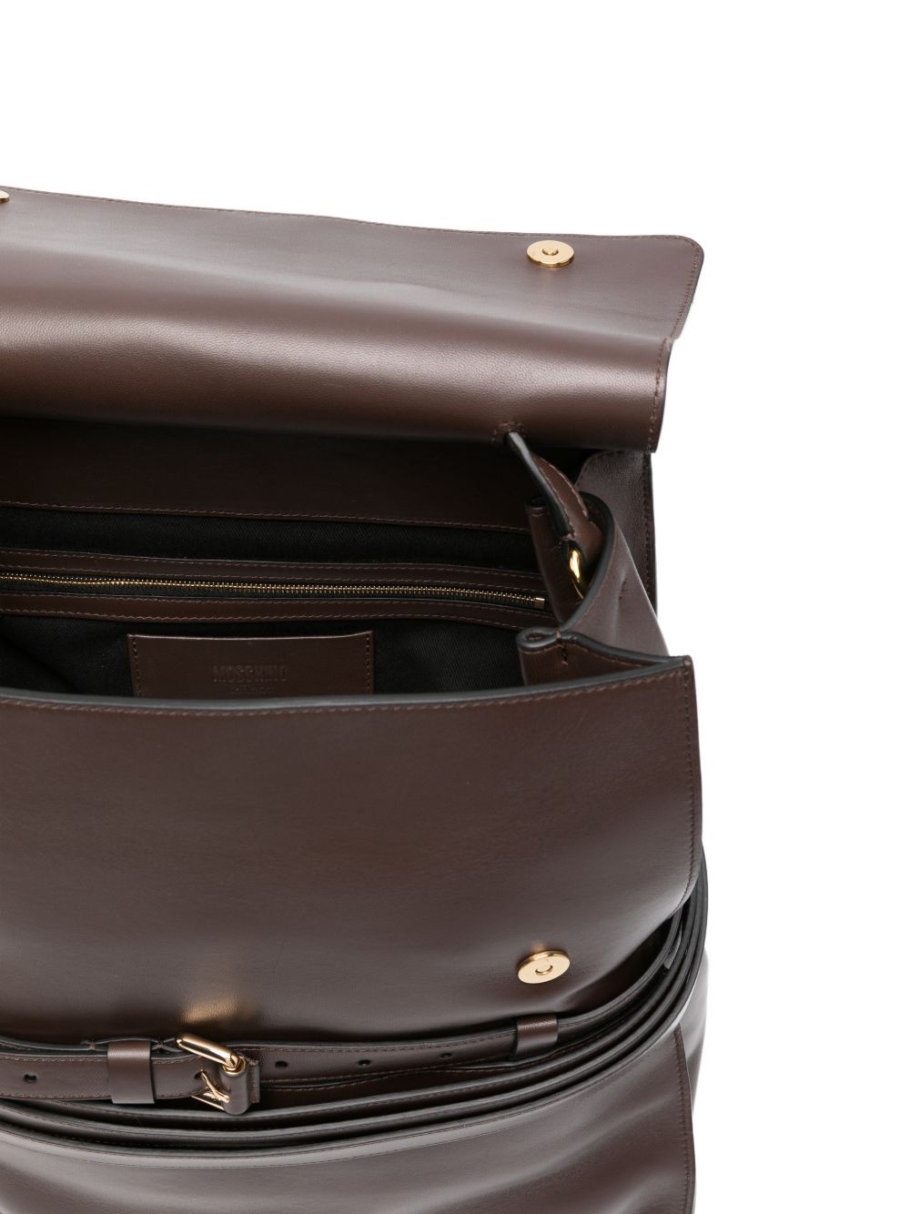 Structured Brown Handbag with Gold-Tone Accents