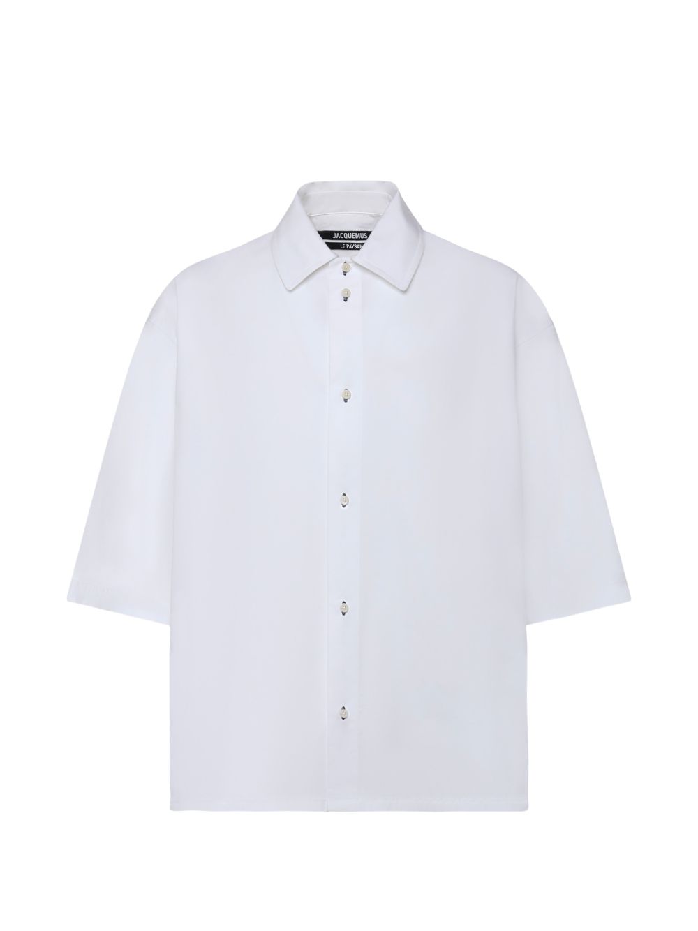 Boxy Cropped White Shirt with Pointed Collar