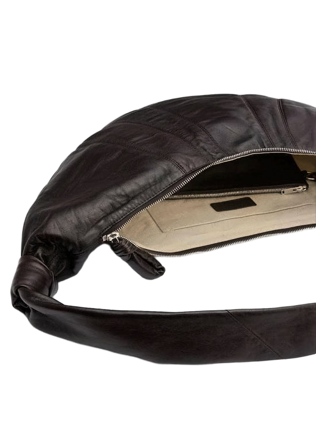 Crescent-Shaped Lambskin Shoulder Bag with Minimalist Design