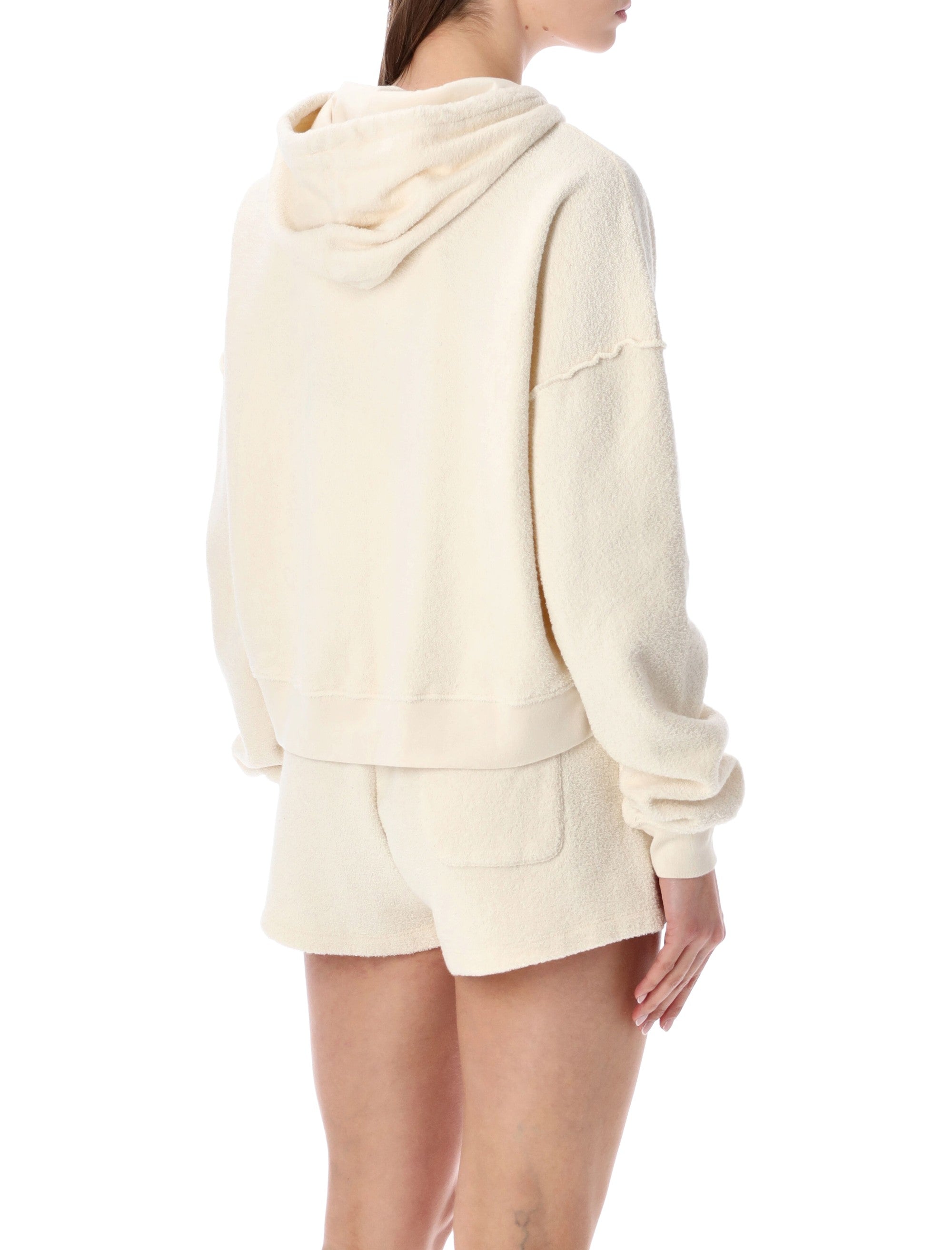 Textured Shaved Terry Cloth Hoodie