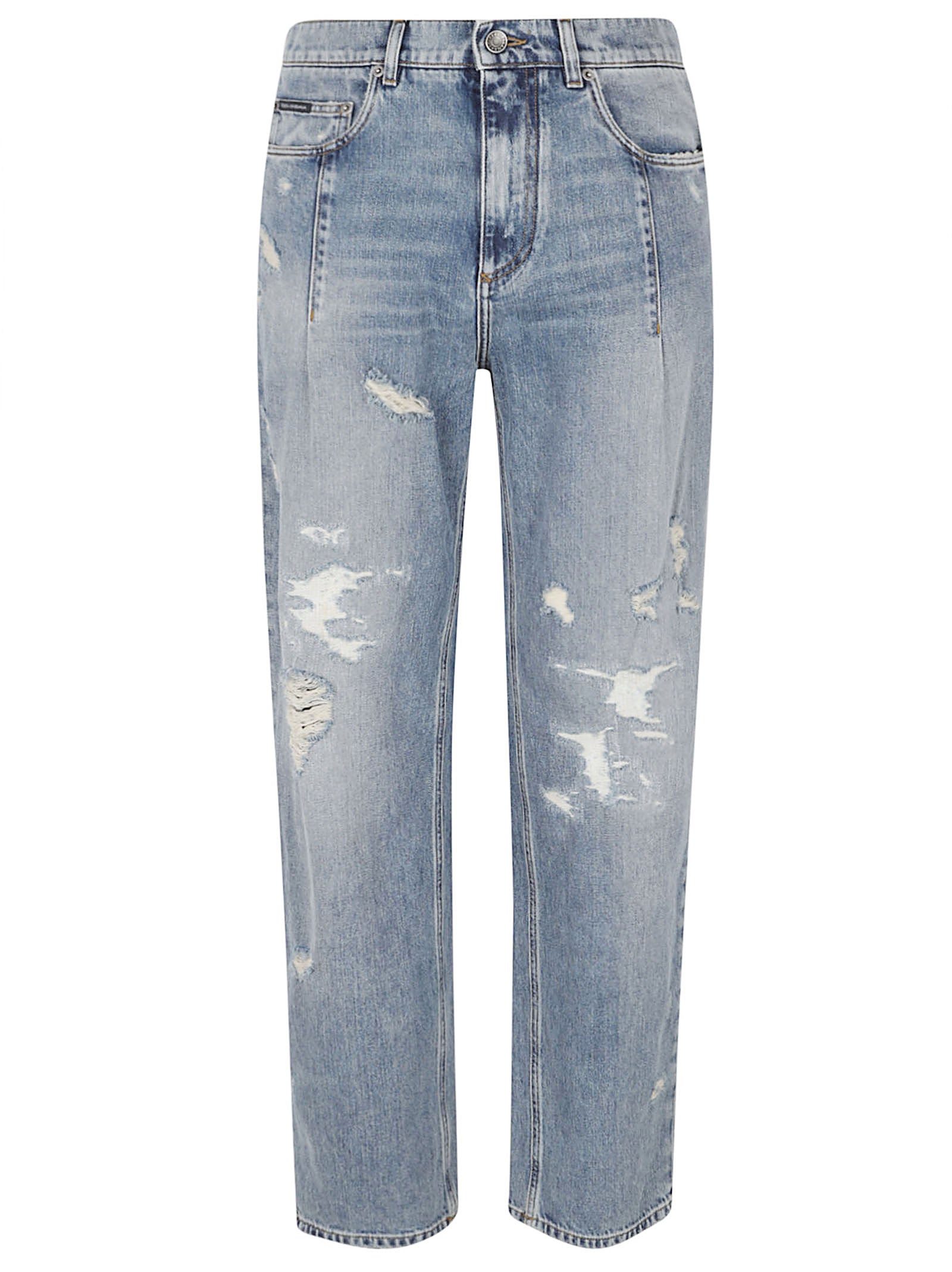 Light Blue Distressed Denim Jeans