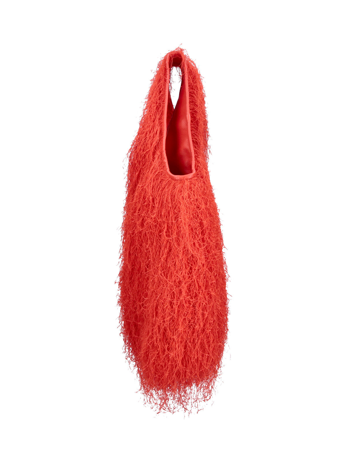 Red Shaggy Fringed Exterior Tote Bag