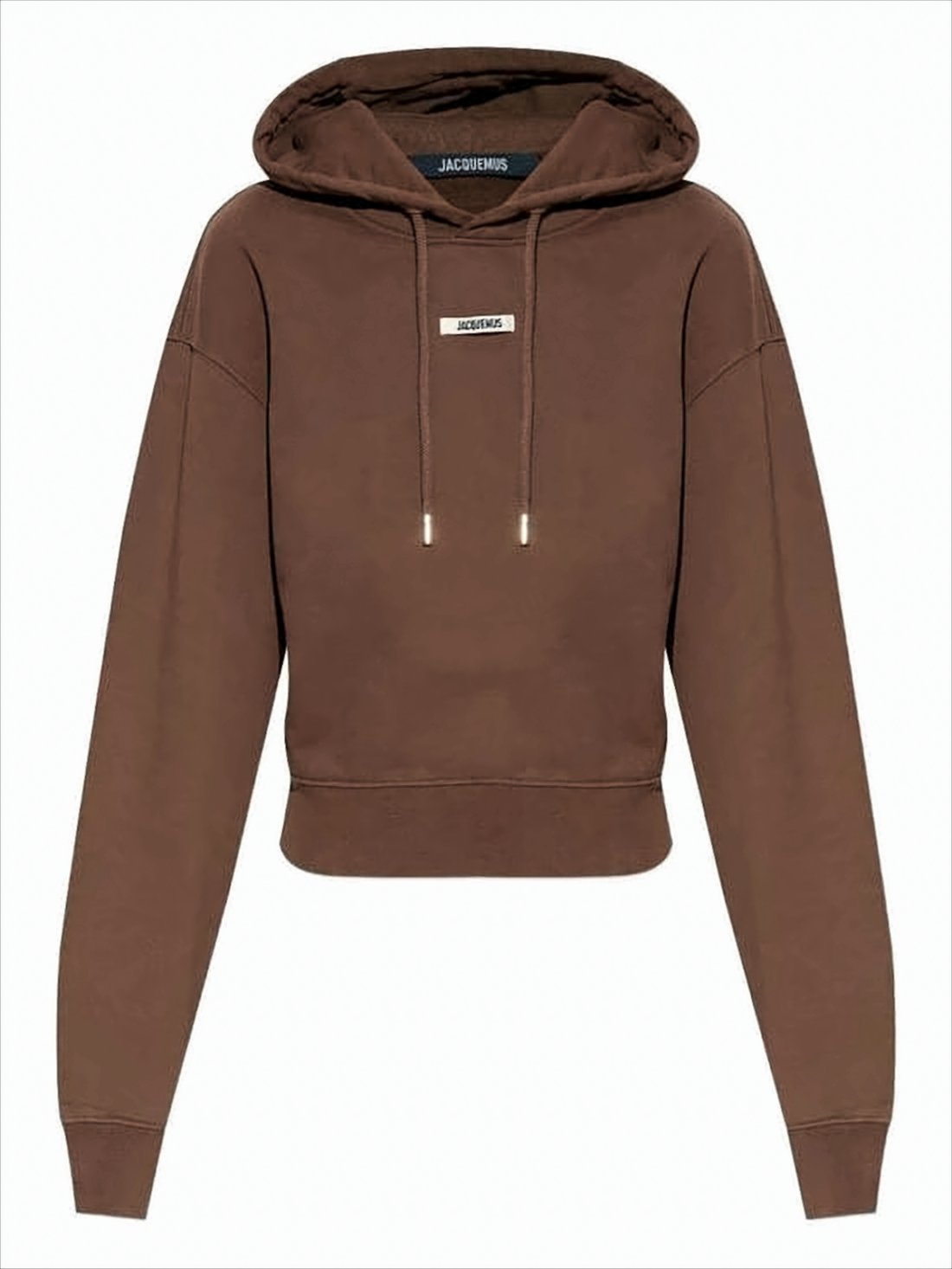 Cropped Brown Hoodie with Drawstring