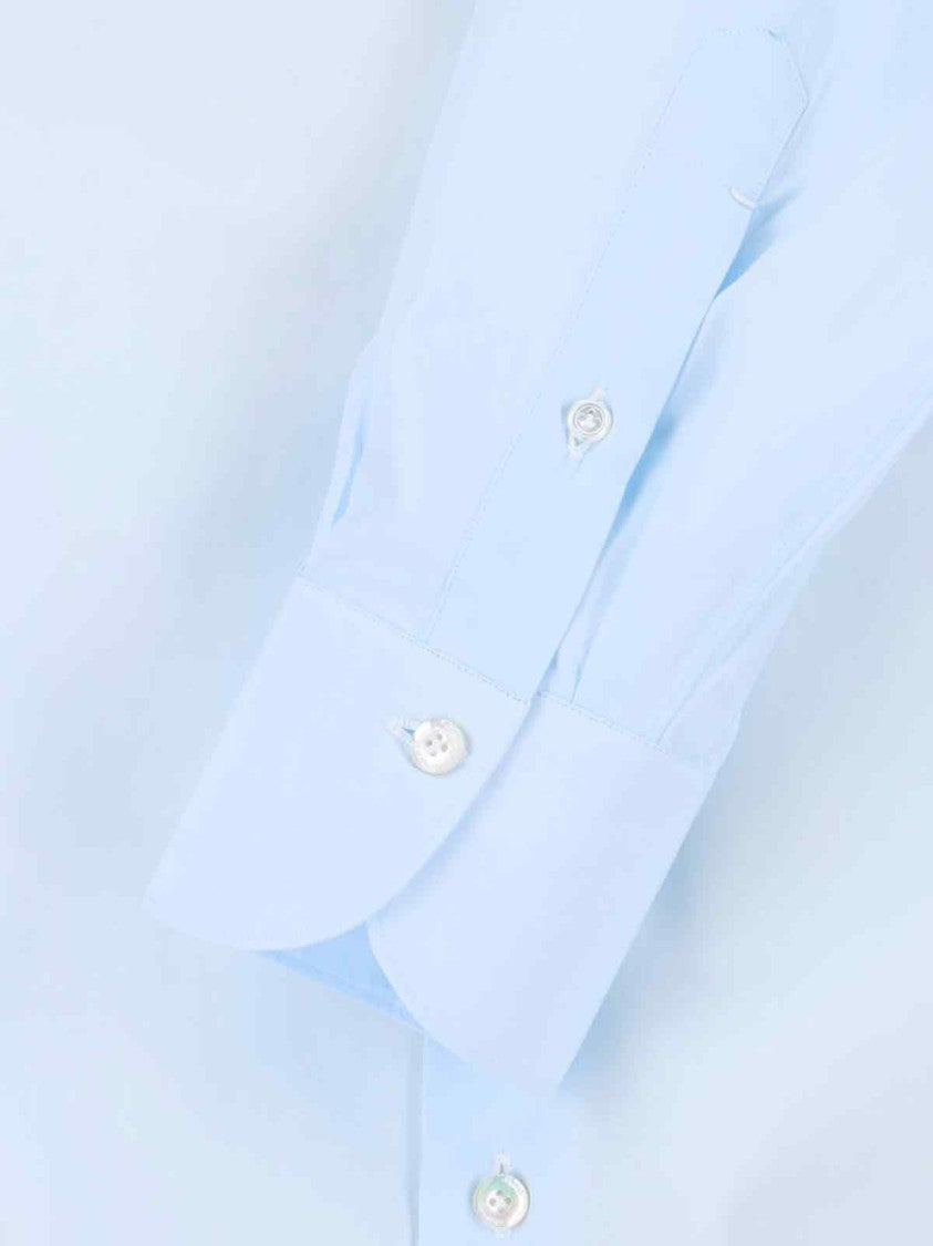 "Milano" Shirt, In Light Blue Cotton, Classic Collar