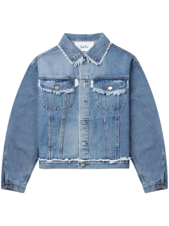 Cropped Denim Jacket With Distressed Details