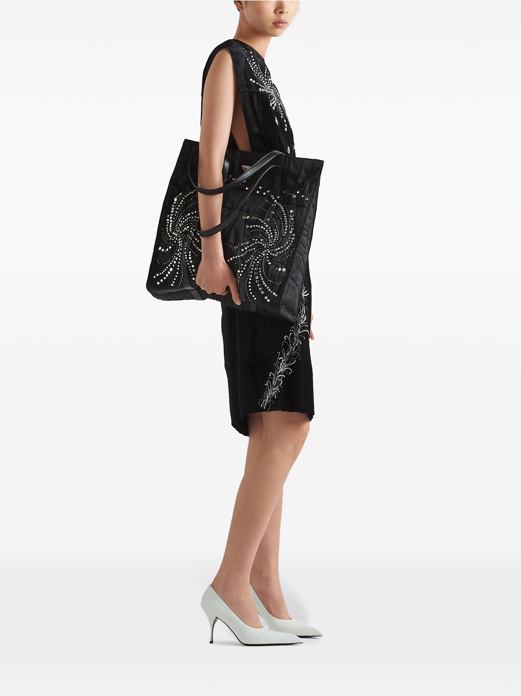 Black Quilted Re-Nylon Patchwork Tote