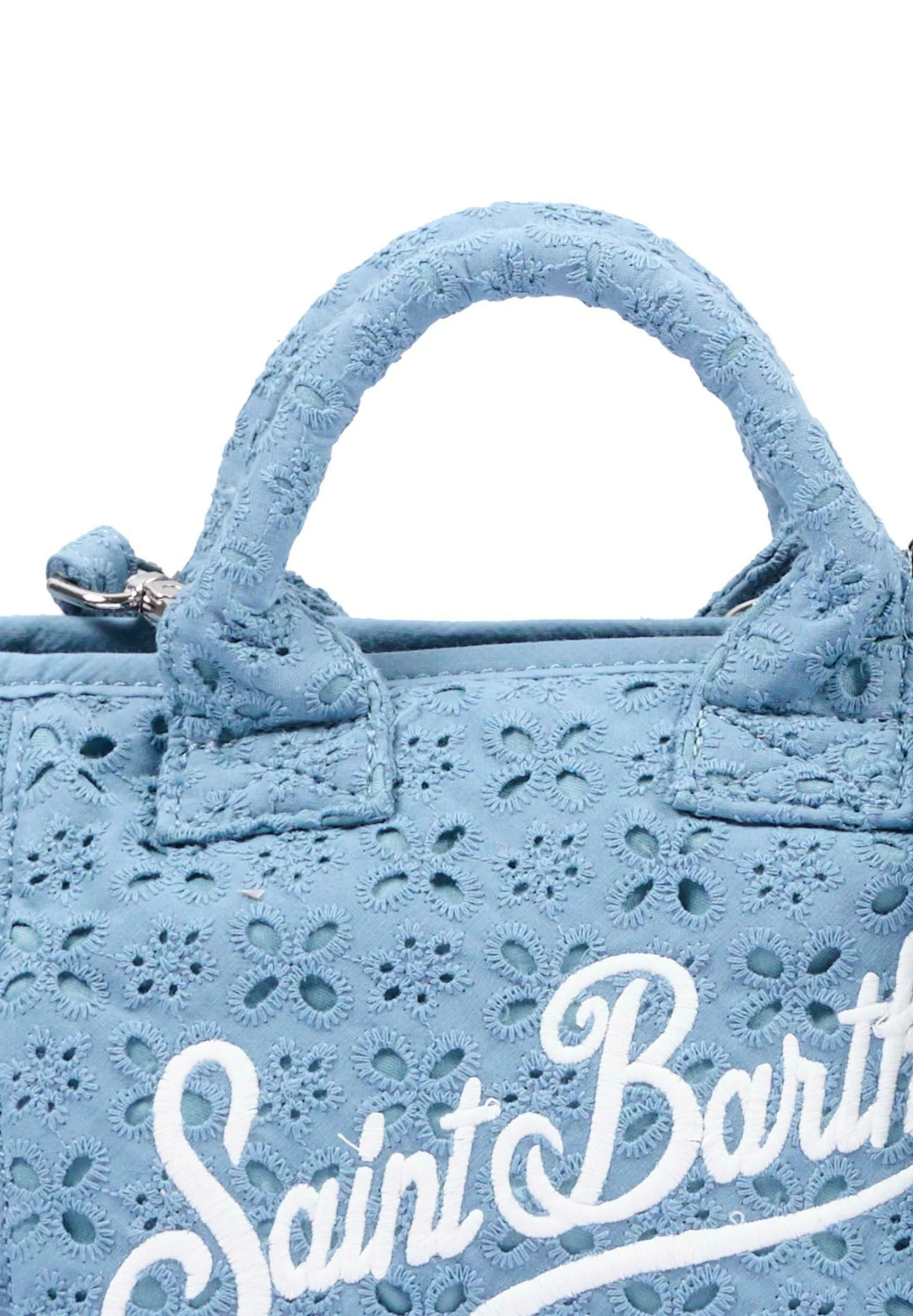 Rectangular Handbag with Floral Cut-Out Patterns
